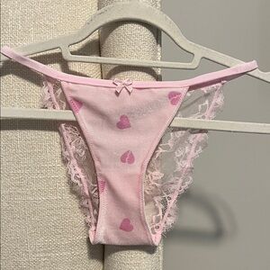 SKIMS Pink Heart Lace Panties